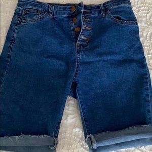 Denim Shorts w/Button-Fly